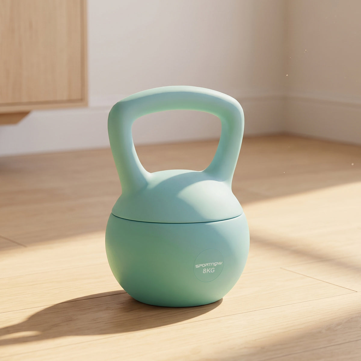 Kettlebell 8 kg, avec poignée antidérapante, pour fitness musculation cardio, 19 x 19 x 28 cm, vert-1