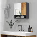 Armoire murale miroir de salle de bain placard de rangement 2 portes 55 x 17 x 55 cm naturel gris foncé-9