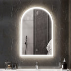 Miroir de salle de bain LED 90 x 60cm, mural, 3 couleurs, arqué cadre en aluminium, désembuage et interrupteur tactile-9