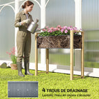 Carré Potager avec pieds Lit de Jardin Surélevé 4 trous de drainage et Tissu non tissé, 98 x 37 x 90 cm, gris-4