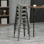 Lot de 4 tabourets de bar industriel empilables hauteur assise 76 cm métal argent-8