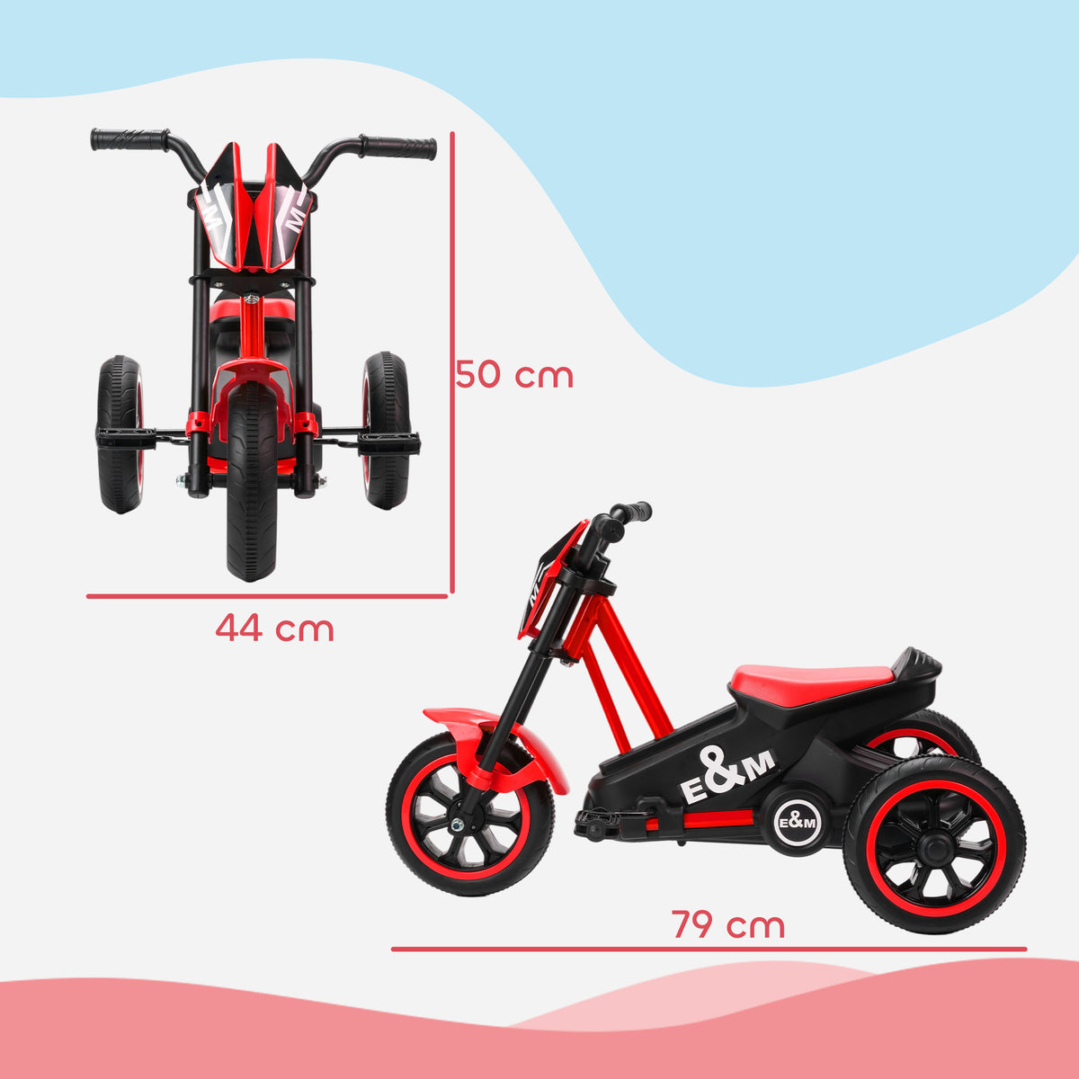 Tricycle pour enfants, vélo d'équilibre 3 roues avec pédale pour 18 à 36 mois, pour intérieur et extérieur, rouge-2