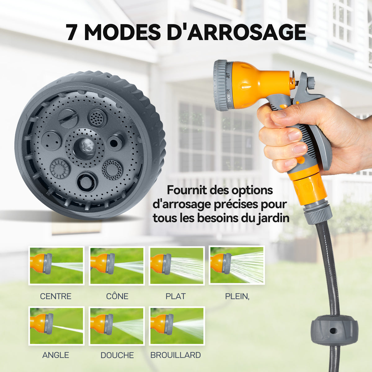 Enrouleur Tuyau Arrosage Mural 30 m x Ø 15 mm Dévidoir Automatique de Tuyaux d'Eau Rétractable Automatique orange-6