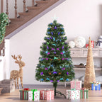 Sapin Noël Artificiel Arbre Noël Lumineux 120cm Fibre Optique Deco Noël lumière à Variation Couleurs 130 LED Vert-1