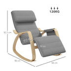 Fauteuil relax à bascule fauteuil allaitement avec repose-pieds réglable, poche latérale et appui-tête, gris-2