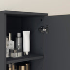 Meuble colonne armoire rangement salle de bain 2 portes étagère réglable 2 niches 30 x 30 x 183 cm chêne gris foncé-8
