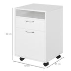 Caisson de bureau rangement bureau sur roulettes tiroir placard niche panneaux particules blanc-2