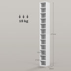 Rangements pour CD et DVD avec 12 compartiments, capacité max. 204 CD, 21 x 20 x 175 cm, blanc-2