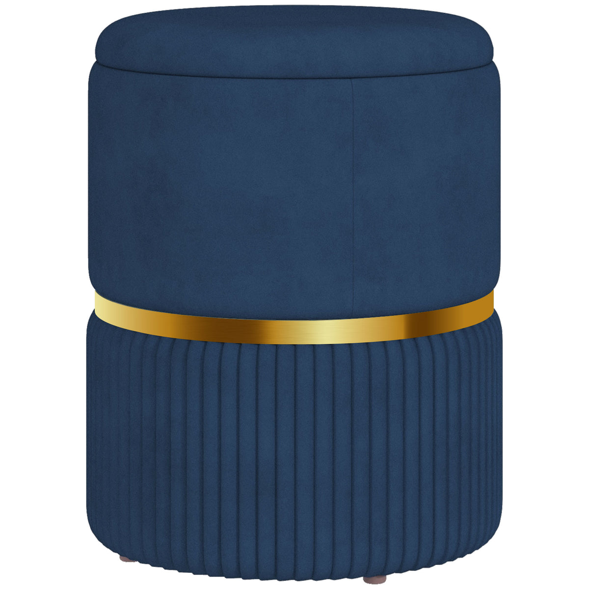 Pouf tabouret repose-pied coffre de rangement en velours côtelé 36 x 36 x 44 cm pour salon chambre bleu-0