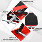 Cric de Moto à Ciseaux 500 kg, Hauteur de Levage 10-37 cm - Lève-Moto en Acier avec Plateforme Antidérapante - Béquille d'Atelier Tout-Terrain pour Entretien Atelier, Rouge-5
