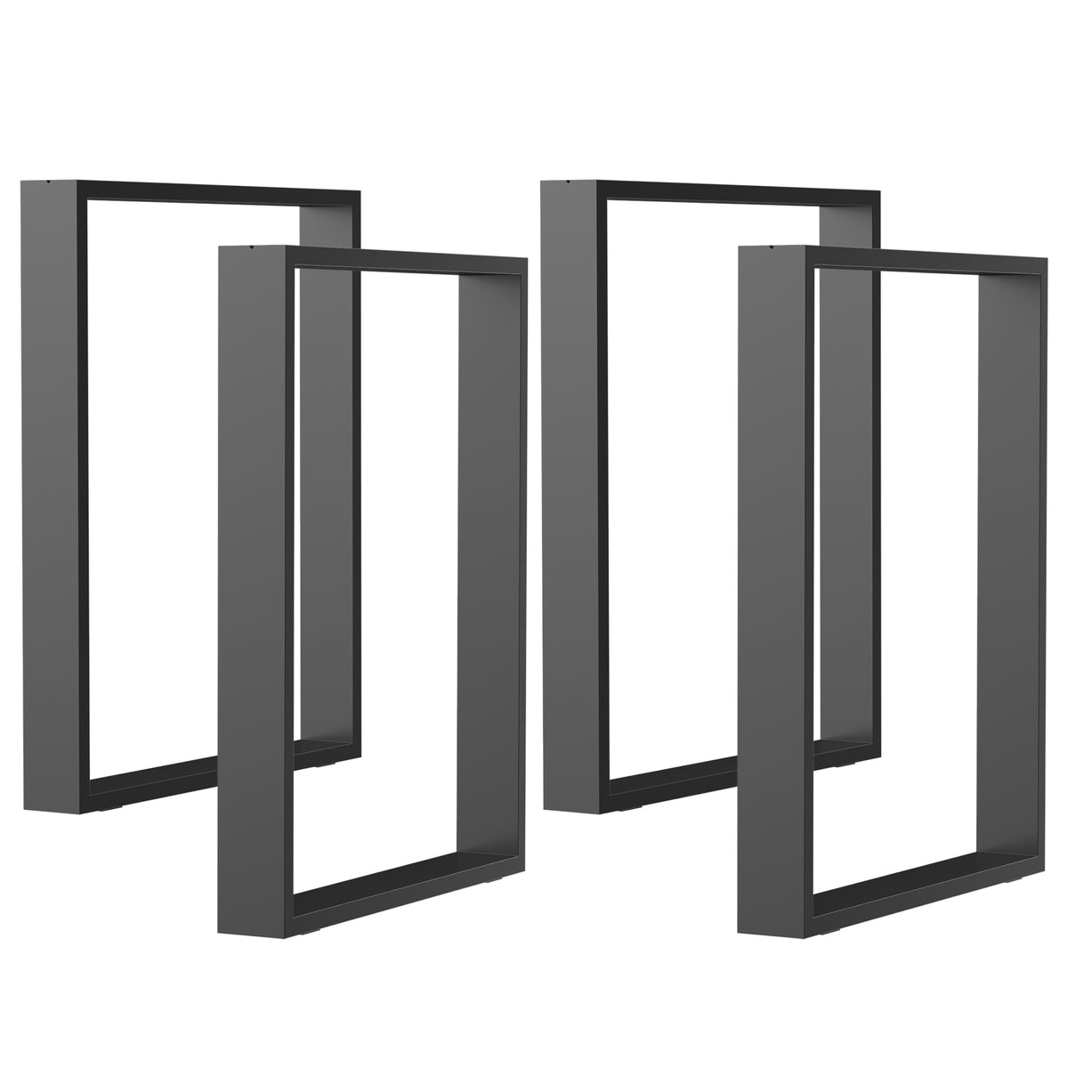 Lot de 4 pieds rectangulaires en acier noir pour table - hauteur 72 cm - design contemporain-0