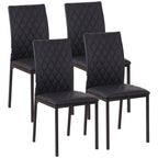 Lot de 4 chaises de salle à manger, chaises de cuisine, capitonnage rhombique et pieds en métal, 41x50x91cm, noir-0