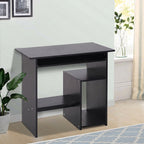 Bureau d'ordinateur, bureau avec rangement, plateau pour clavier et support de moniteur, 80 x 45 x 75 cm, noir-1
