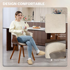 Lot de 2 chaises de salle à manger, chaises de cuisine rembourrées avec dossier incurvé et pieds en bois massif, beige-3