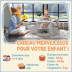 Table Enfant avec 4 Chaises 5 Pièces avec Rangement, Cadeau pour Fille Garçon 3-8 Ans, Ø 78 x 49 cm, Gris-6