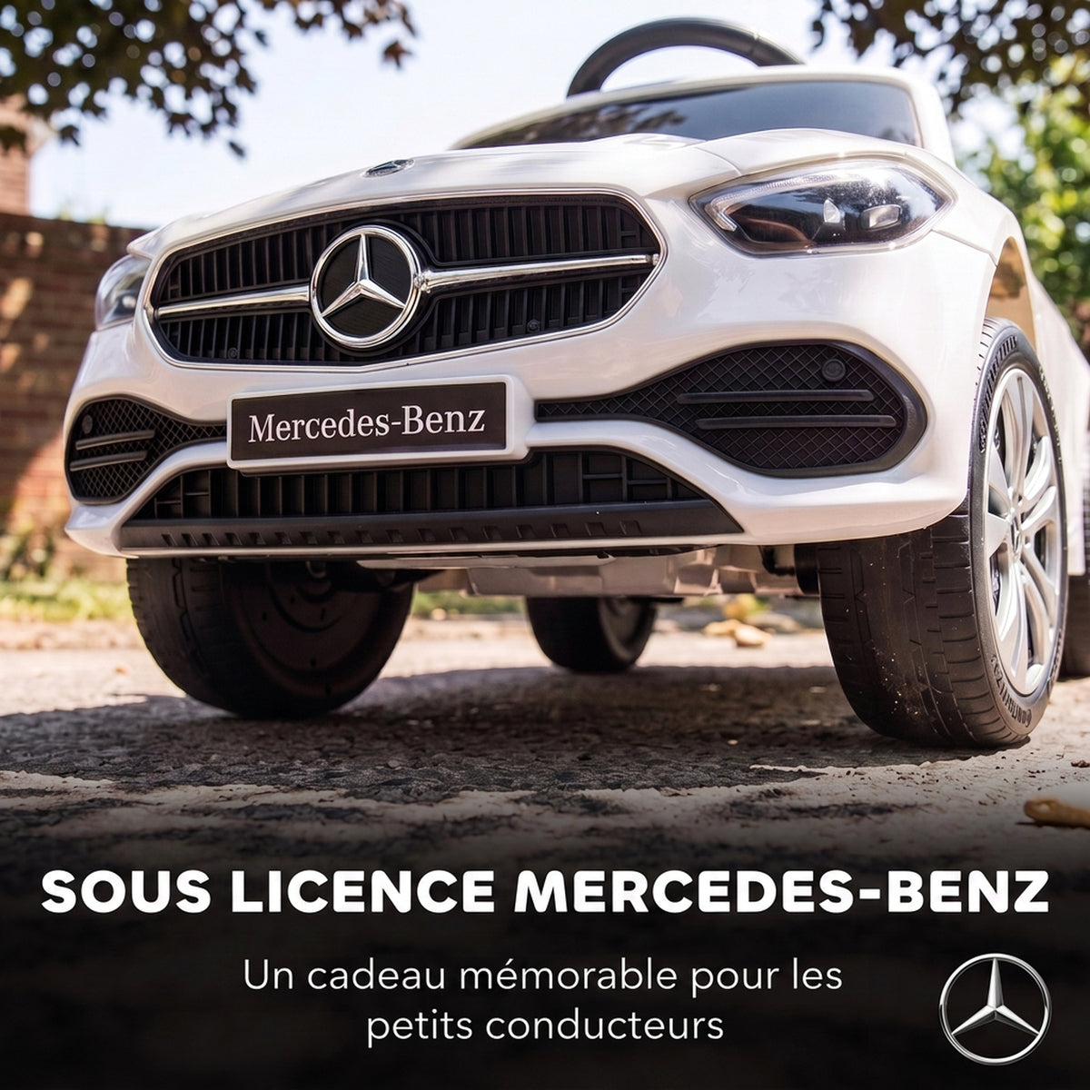Porteur Enfants 3 en 1 Mercedes-Benz sous Licence, Garde-Corps, Espace de Rangement, Klaxon, 83x40x90cm, Blanc-4