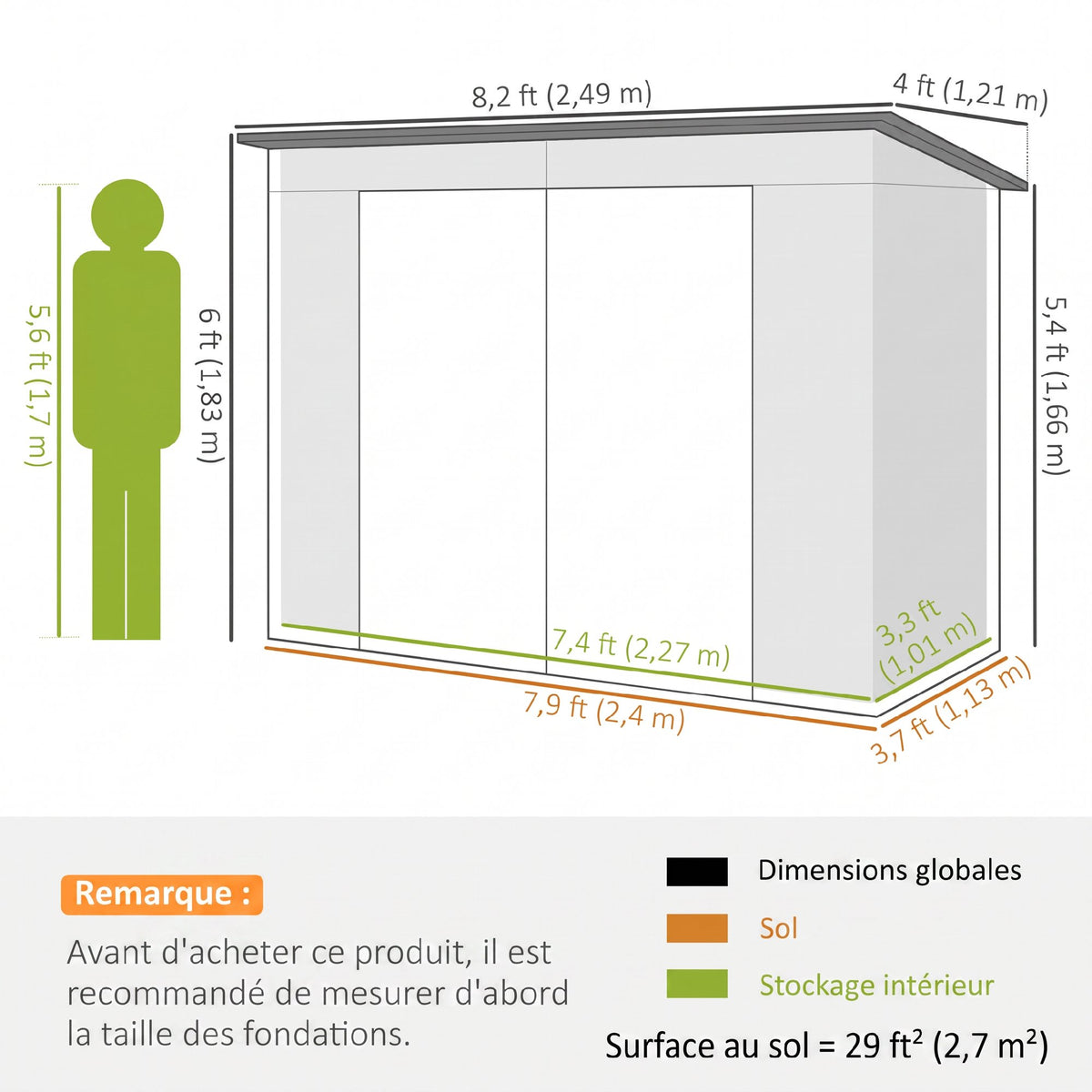 Abri de Jardin en Métal 3 m² Facile à Monter, Cabane de Jardin Structure en Acier Galvanisé Améliorée, Chêne-2