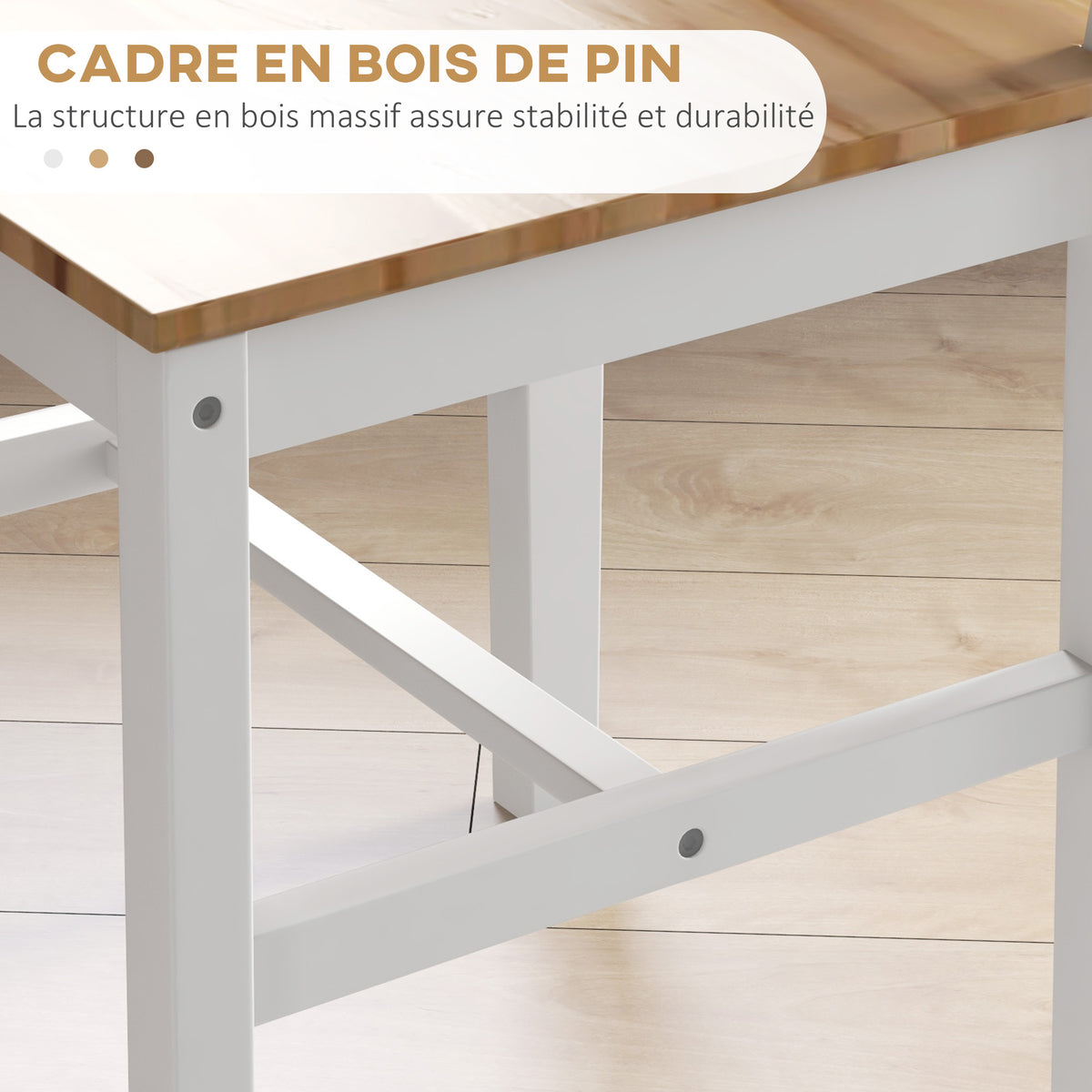 Lot de 4 chaises design style maison de campagne, cadre blanc – Parfaites pour salle à manger, cuisine ou salon-4