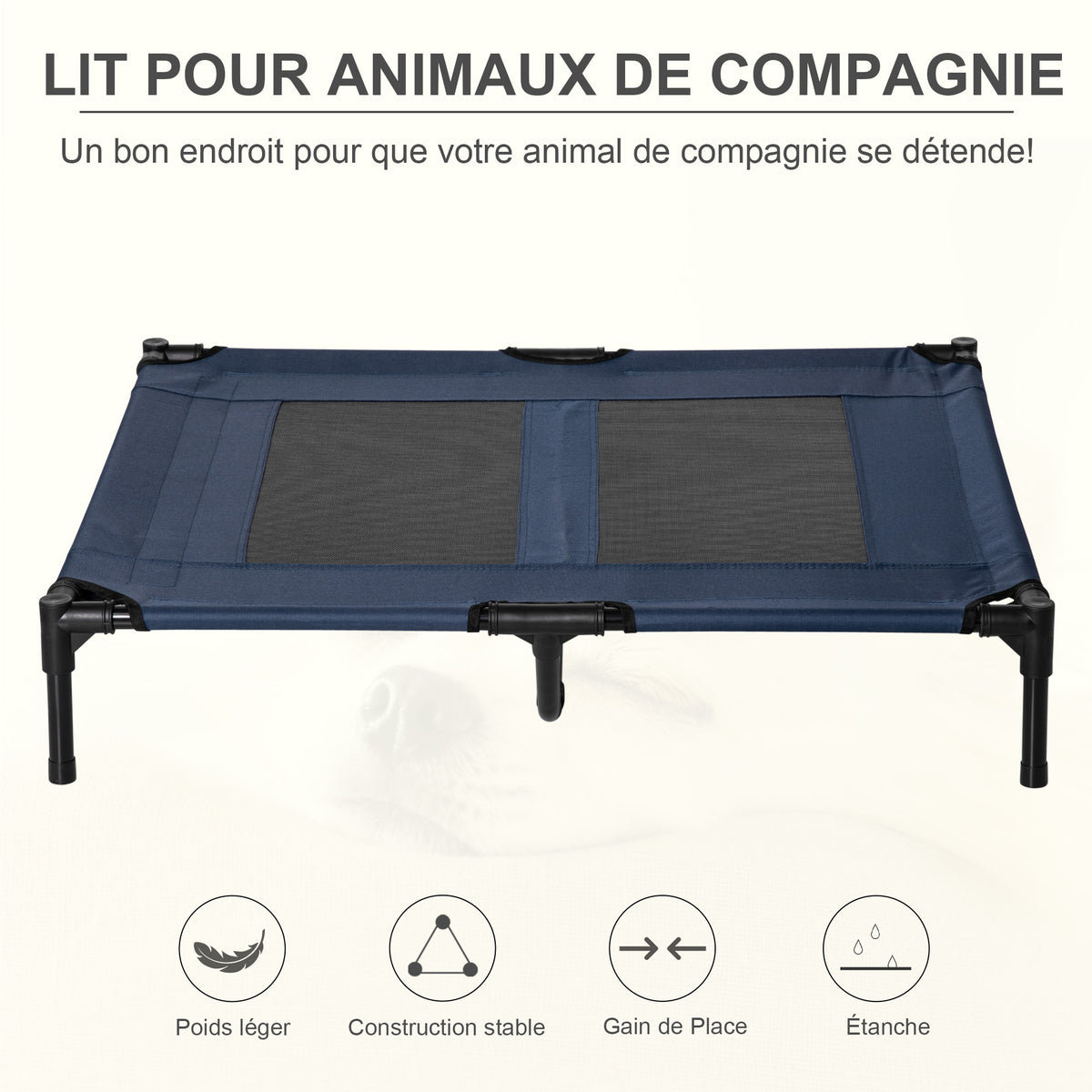 Lit sur pieds lit pour chien chat lit de camp lit surélevé aniamux tissu Oxford textilène micro-perforé acier-3