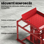 Lot de 2 Rampes d'Accès avec Cric Hydraulique 3T, Hauteur Réglable, Largeur d'Accès 230mm, 114x34,5x27cm, Rouge-5
