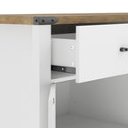 Buffet meuble de rangement style rural 2 tiroirs et 2 placards avec étagères réglables, 120 x 39,3 x 82,5 cm, blanc-9