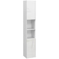 Meuble colonne de salle de bain 2 placards avec étagères réglables + 2 niches 30 x 30 x 181,5 cm blanc-0