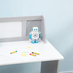 Ensemble table et chaise pour enfant avec tableau blanc - bureau pour enfant +5 ans - 90L x 45l x 85H cm Gris-8