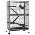 Cage pour rongeurs Multifonction 4 Plateformes 3 rampes 4 Portes dim. 80L x 52l x 128H cm acier Gris argenté Noir-0