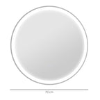 Miroir rond lumineux LED de salle de bain Ø 70 cm mural avec éclairage 3 couleurs interrupteur tactile 23W blanc argent-2