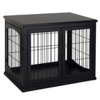 Cage pour chien animaux meuble cage chien intérieur en bois MDF classe E1 3 portes verrouillables max. 30 Kg dim. 81L x 58l x 66H cm noir-0