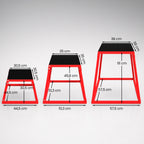Boîte Entraînement Pliométrique Trapézoïdale en Acier, 3 Plateformes de Saut Antidérapantes 30,5/45,8/61 cm, Rouge-2