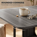 Table pliante de cuisine extensible salle à manger sur roulettes jusqu'à 6 personnes étagère intégrée, 6 roues, Gris-7