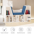 Bibliothèque banc 2 en 1 avec coussins de siège, étagère cube 6 compartiments ouverts et 2 niveaux, meuble de rangement pour salon, chambre à coucher, bureau, 102 x 30 x 61 cm, bleu-6