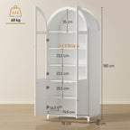 Armoire de cuisine, vaisselier vitrine avec 4 portes dont 2 en acrylique et étagères réglables, 78 x 40 x 180 cm, blanc-2