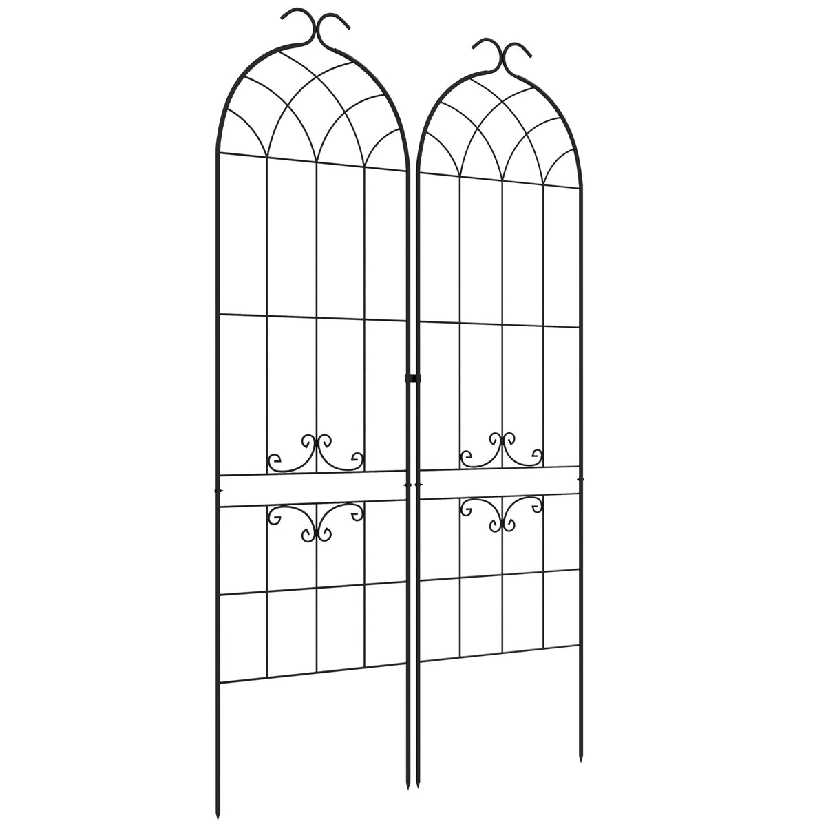 Lot de 2 treillis de jardin, support pour plantes grimpantes en métal, 50L x 181H cm, noir-0