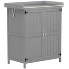 Armoire de jardin en bois abri de jardin avec 2 portes, toit à charnières et étagère, 74 x 43 x 88 cm, gris-0