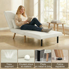 Fauteuil chauffeuse convertible 3 en 1 lit fauteuil lit 1 place dossier 5 positions en tissu avec coussin, crème-5