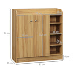 Meuble de rangement à chaussures pour entrée avec 4 compartiments ouverts et placard double porte - étagère réglable-2