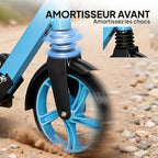 Trottinette Pliable pour Adultes 14+ Ans, Guidon Réglable, Grandes Roues, Amortisseur, Aluminium, 91,5x36,5x104cm, Bleu-6
