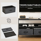 Meuble TV, meuble télé pour téléviseur jusqu'à 47 pouces avec 2 tiroirs et pieds en acier, 98 x 29 x 56 cm, gris foncé-3