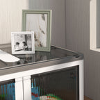 Boîte de rangement pliable et empilable 99L en plastique avec couvercle et 4 roulettes, accès à 5 côtés, blanc-6