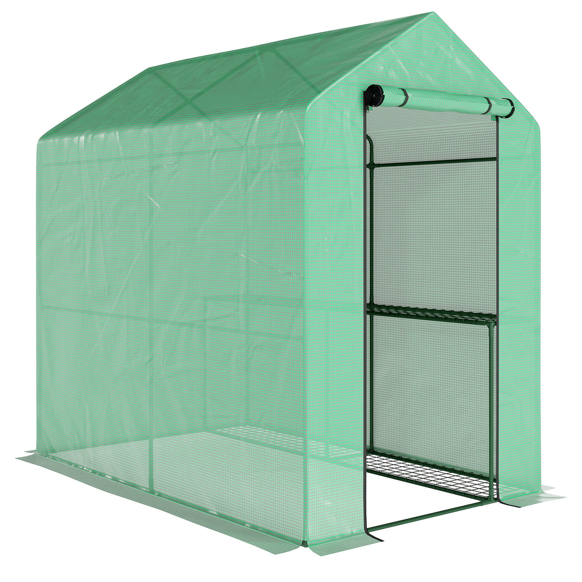 Serre de jardin PE étagère 2 niveaux, serre de balcon, bâche renforcée 140 g/m², châssis en acier, 186x120x190cm, vert-0