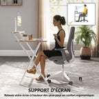 Bureau pliable 65,5 x 45 cm avec étagère de rangement pour chambre, petits espaces, bois naturel-4