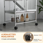 Cage pour petits animaux sur roulettes 2 niveaux avec 2 portes, 1 rampe, 1 étagère de rangement 61,5 x 44,5 x 86 cm gris-5