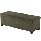 Banc de Rangement, Bout de Lit en Velours Côtelé avec Couvercle, pour Salon, Chambre, Entrée, 112x42x40 cm, Vert Clair-0