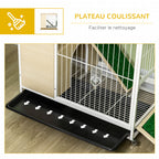Cage à lapin clapier sur roulettes toit ouvrant plates-formes avec plateau amovible 78 x 52,5 x 76,5 cm naturel-5