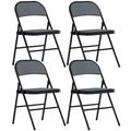 Lot de 4 chaises pliantes chaises de salle à manger portables cadre en acier 45 x 46 x 78 cm gris-0