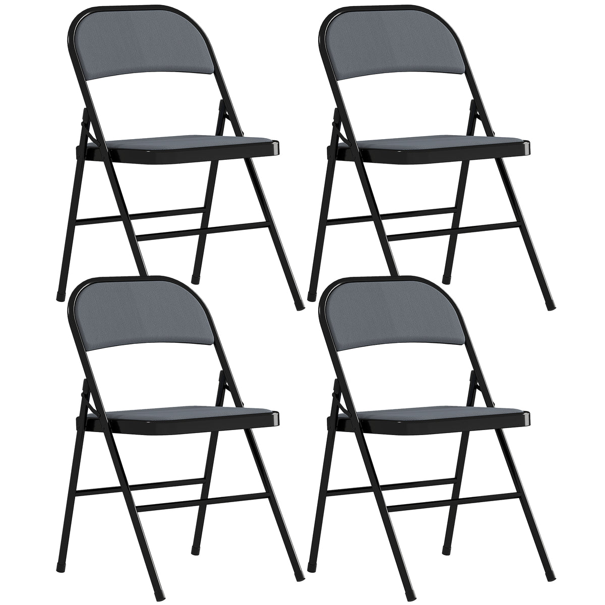 Lot de 4 chaises pliantes chaises de salle à manger portables cadre en acier 45 x 46 x 78 cm gris-0