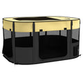 Parc pliable pour animaux de compagnie parc pour chiots en tissu Oxford avec fenêtres et portes sac de rangement jaune-0