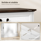 Buffet salon, meuble de rangement avec 4 portes, 2 tiroirs silencieux, étagères réglables, 140x40x85cm, blanc et marron-5